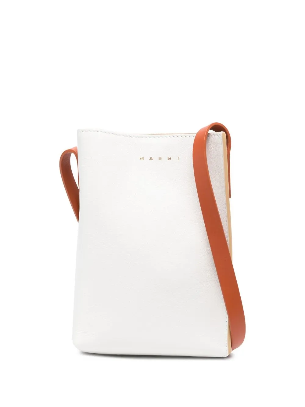 

Marni leather logo-print shoulder bag - White