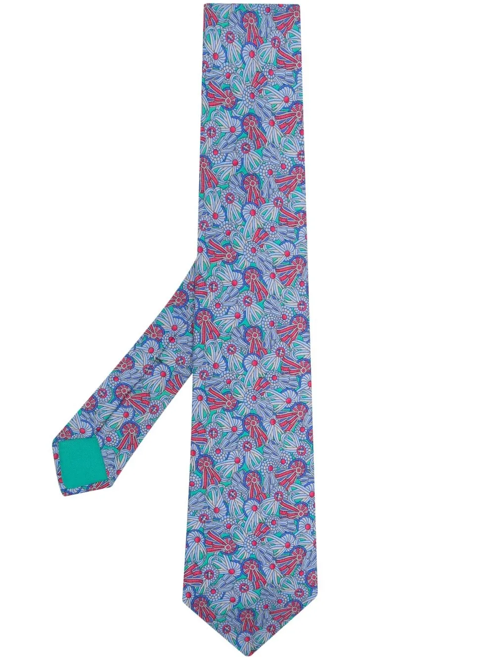 

Hermès corbata de seda con detalles estampados 2000 - Azul