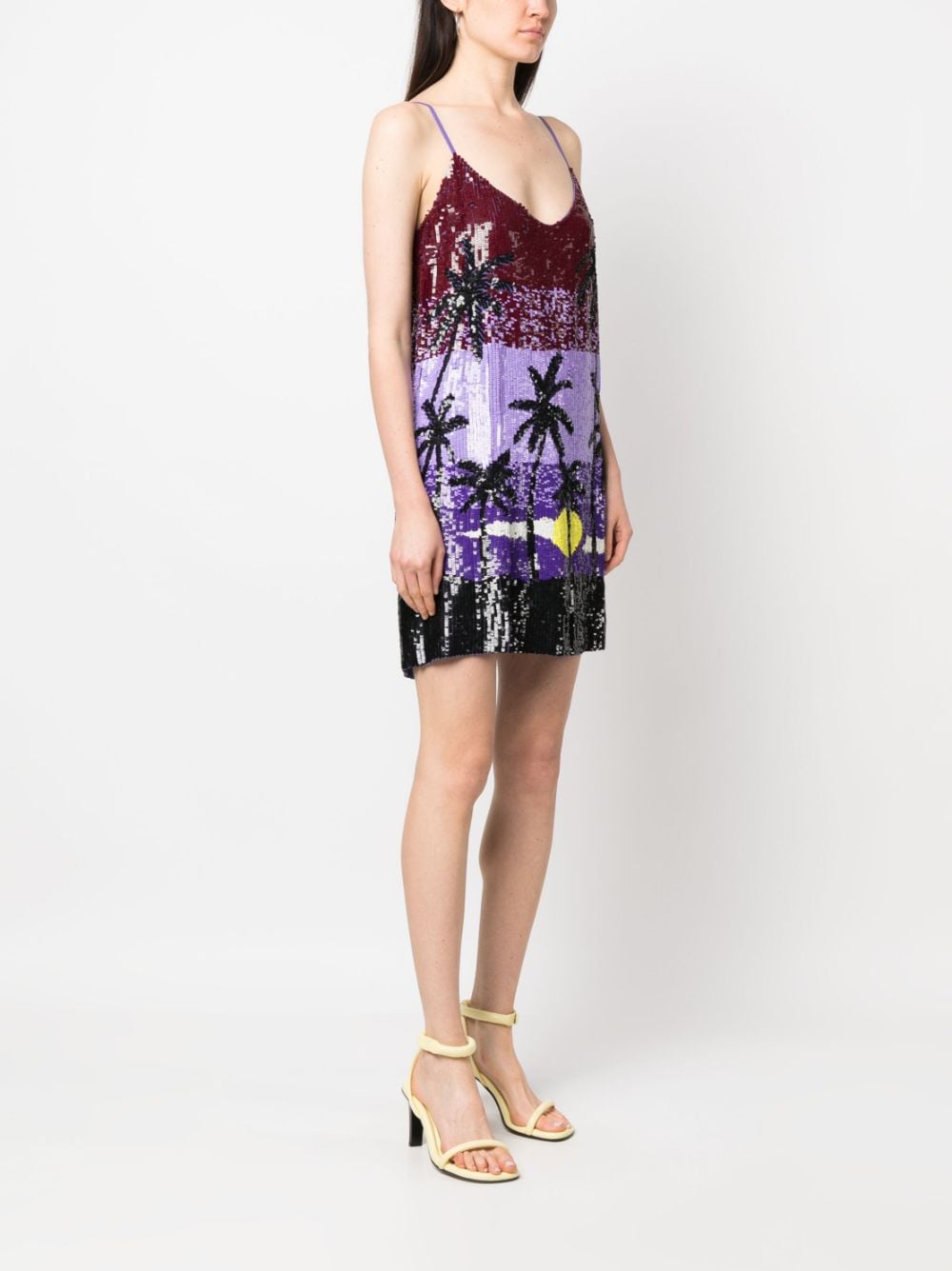 Shop P.a.r.o.s.h Sequin-embellished Mini Dress In Purple