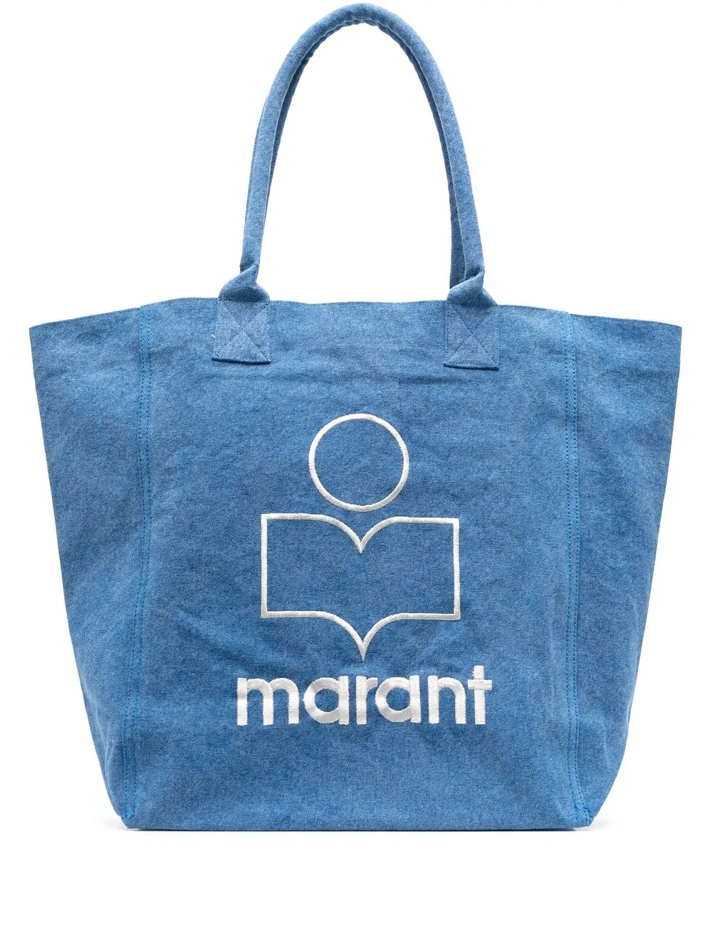 

Isabel Marant embroidered-logo denim tote bag - Blue