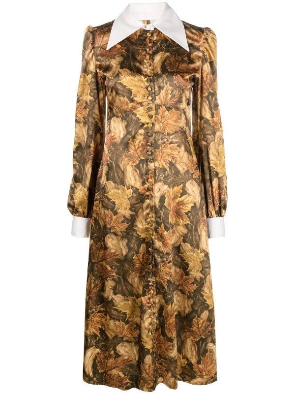 Leaf print shirt clearance dress