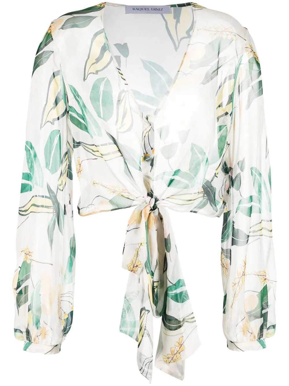 

Raquel Diniz leaf-print silk shirt - White