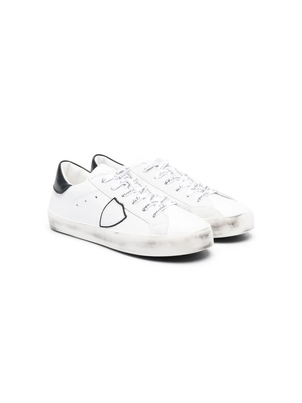 

Philippe Model Kids tenis bajos con parche del logo - Blanco