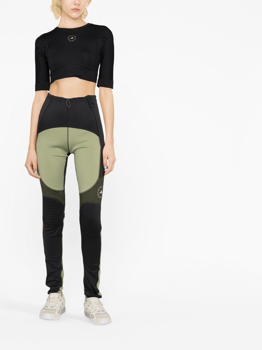 Shop Adidas By Stella Mccartney Colour-block Performance Trousers In Black