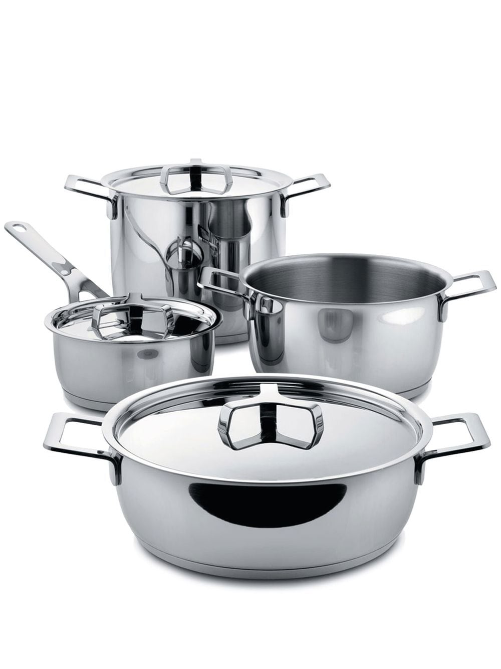 Alessi Pots & Pans Seven-piece Cookware Set In Silber