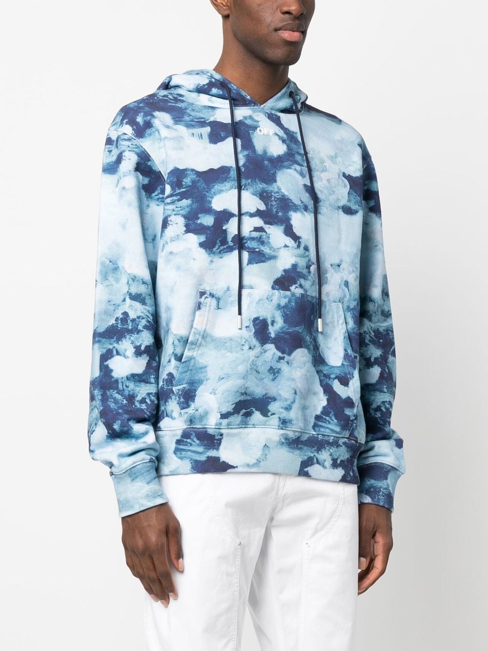 Shop Off-white Tie-dye Cotton Hoodie In Blue