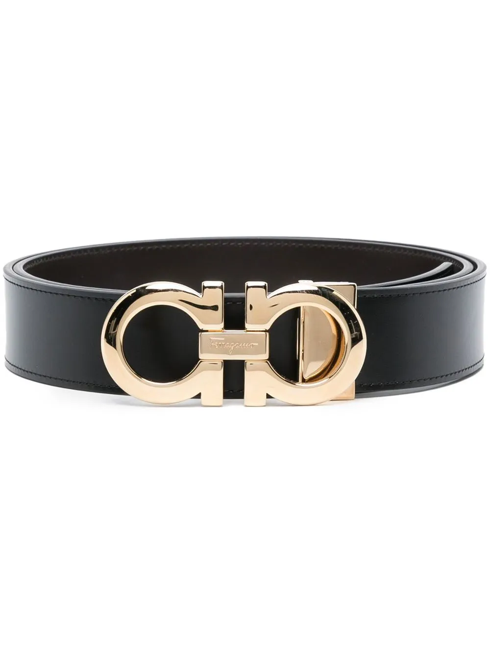 

Ferragamo Gancini buckle leather belt - Black