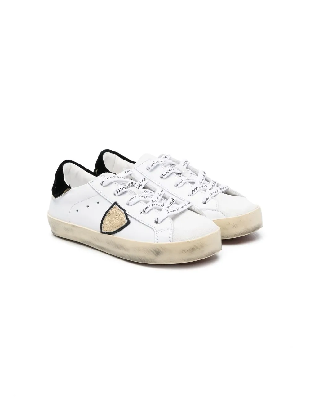 PHILIPPE MODEL DISTRESSED LOW-TOP SNEAKERS