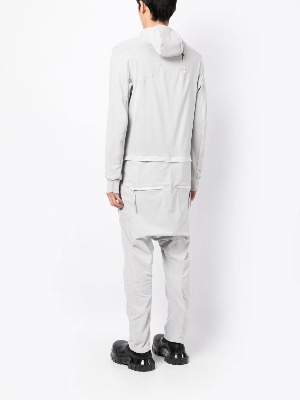 Shop Boris Bidjan Saberi Off-centre Hooded Jumpsuit In Grey