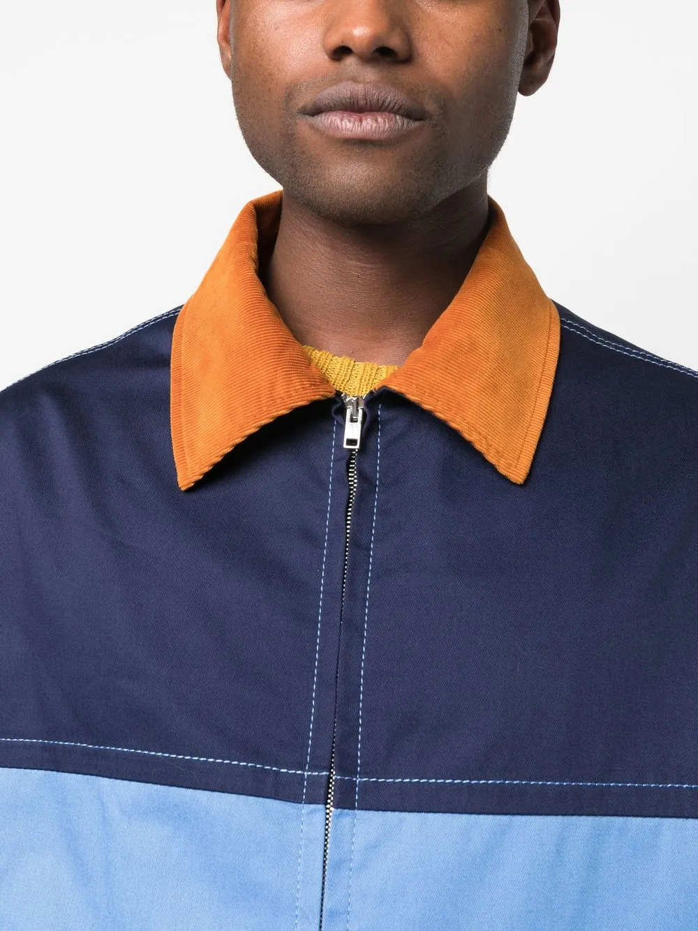 Patchwork Shirt Jacket In Blue Patchwork Shirt Jacket In Blue