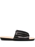 Jil Sander leather gathered-detail slides - Black