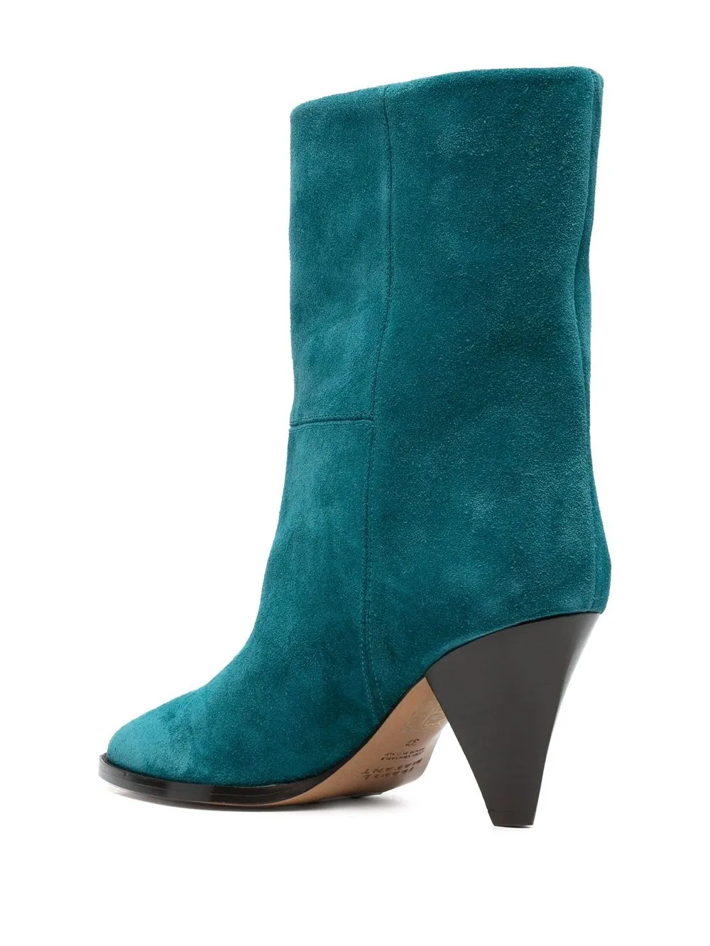 Isabel Marant Rouxa Low Heels Ankle Boots In Petroleum Suede In Blue