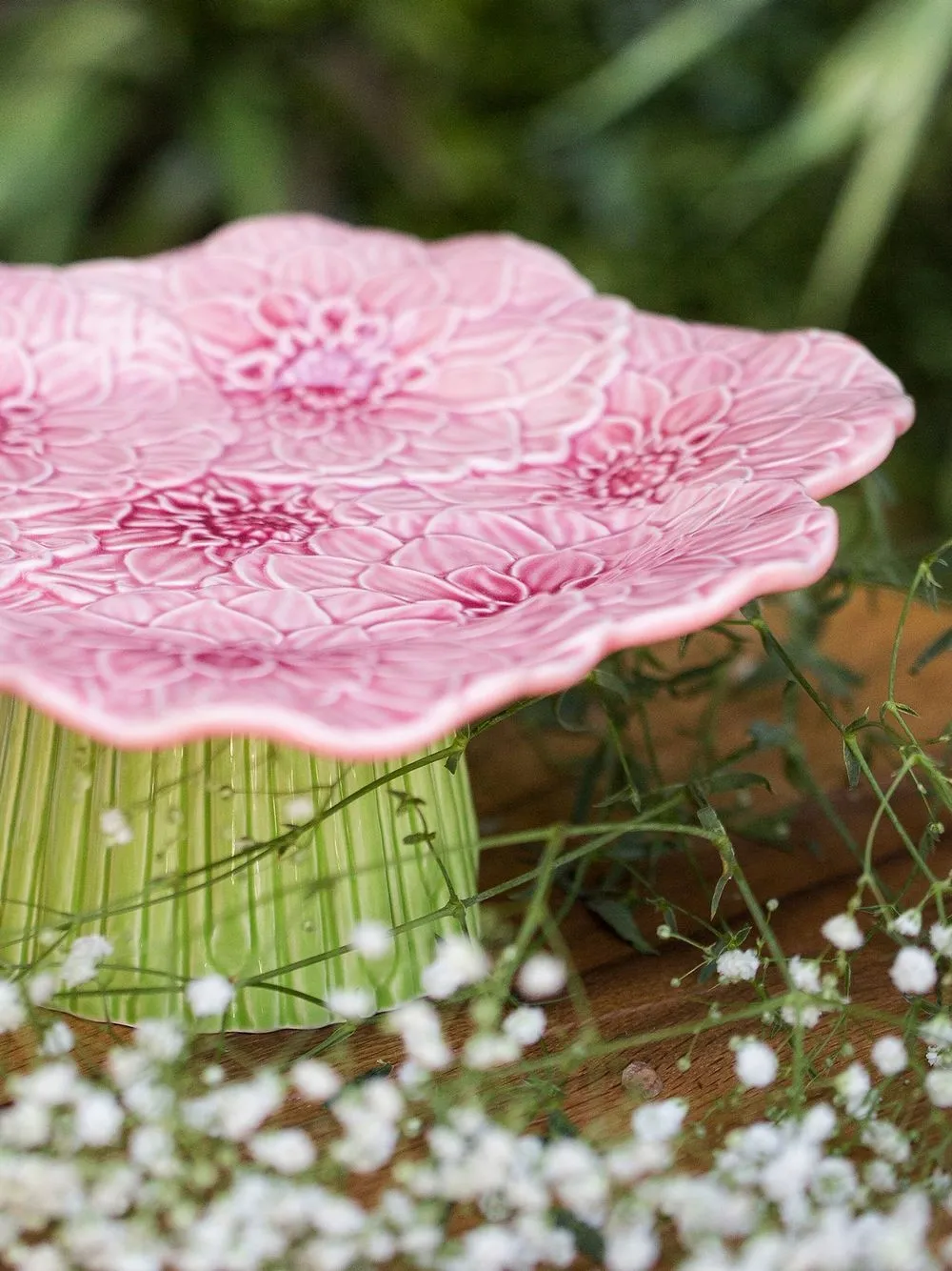 Bordallo Pinheiro Maria Flor Cake Stand In Rosa