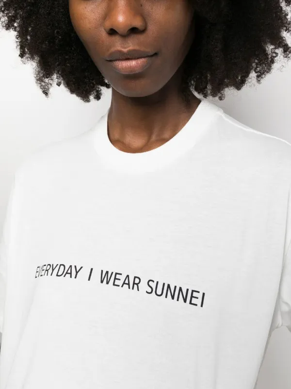 Sunnei slogan-print Cotton T-shirt | White | FARFETCH TR