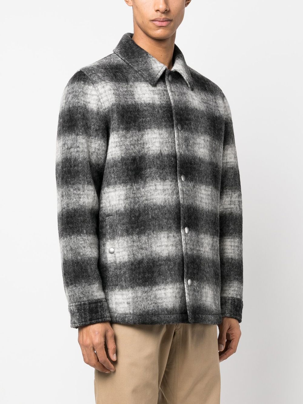 Shop Apc Alan Check-pattern Overshirt In Black