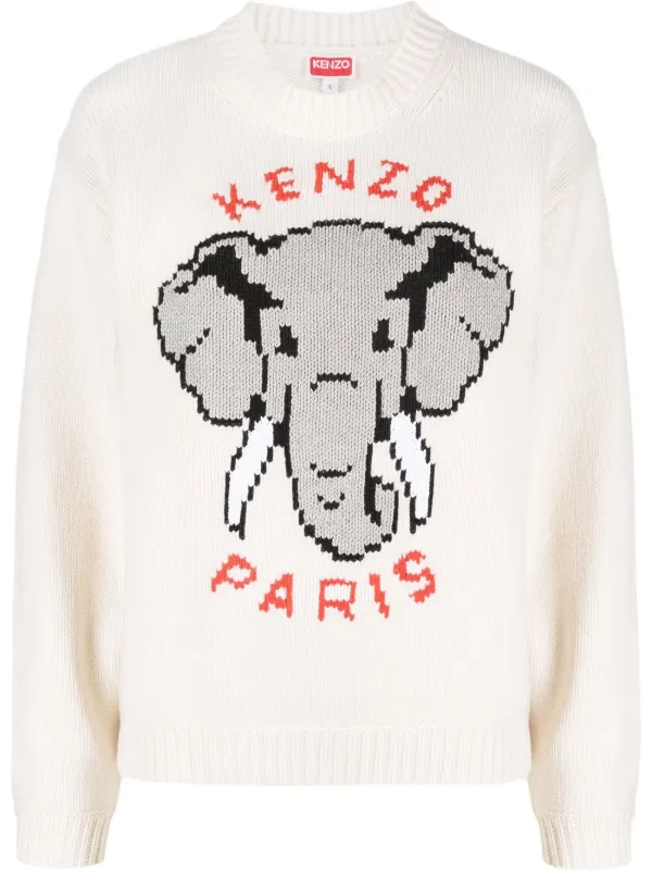 Kenzo Elephant Intarsia Jumper Farfetch