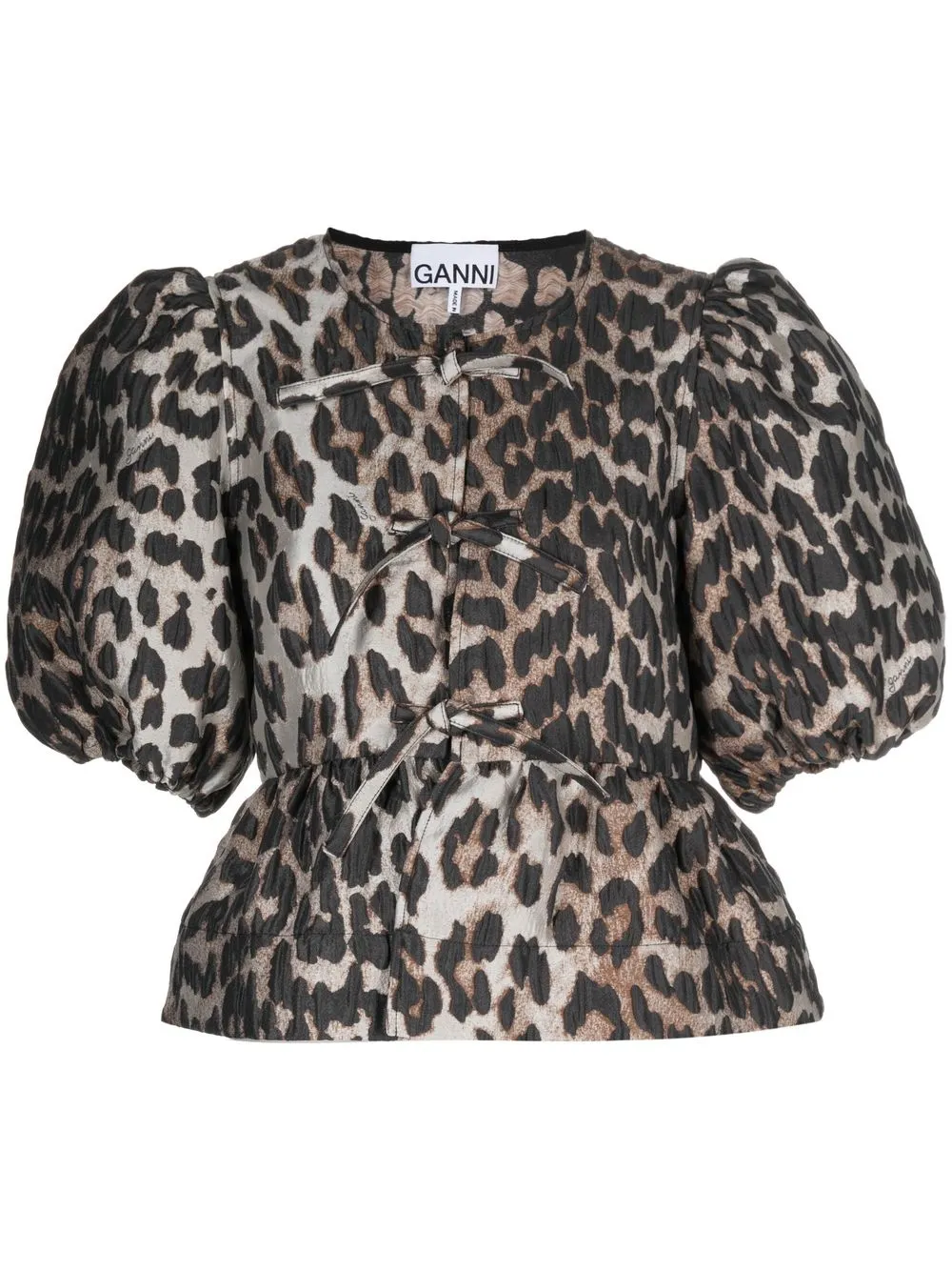 

GANNI leopard-print peplum blouse - Brown