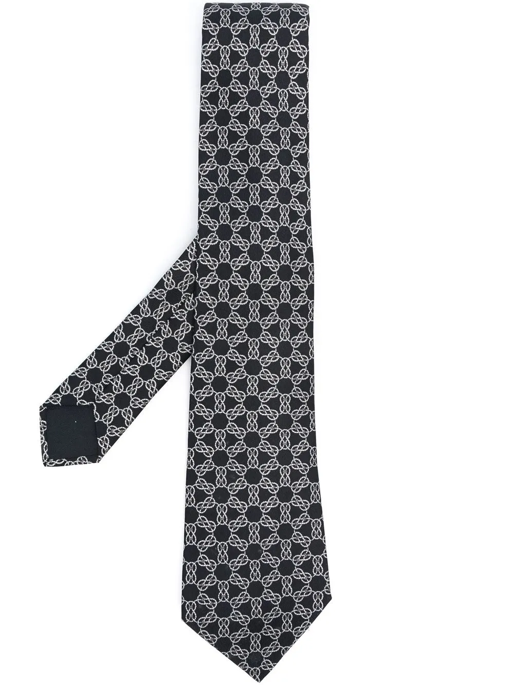 

Hermès 2000s pre-owned rope-print silk tie - Black