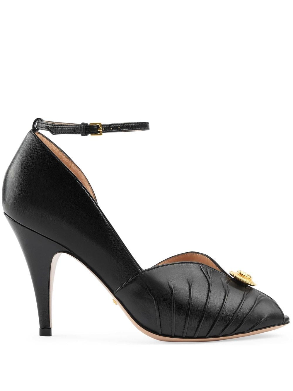 Gucci Logo-plaque 95mm Leather Sandals In Black