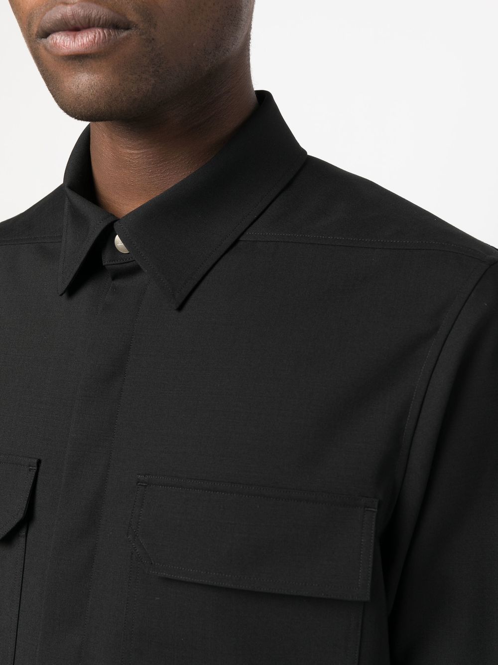 Shop Rick Owens Concealed-front Shirt Jacket In Black