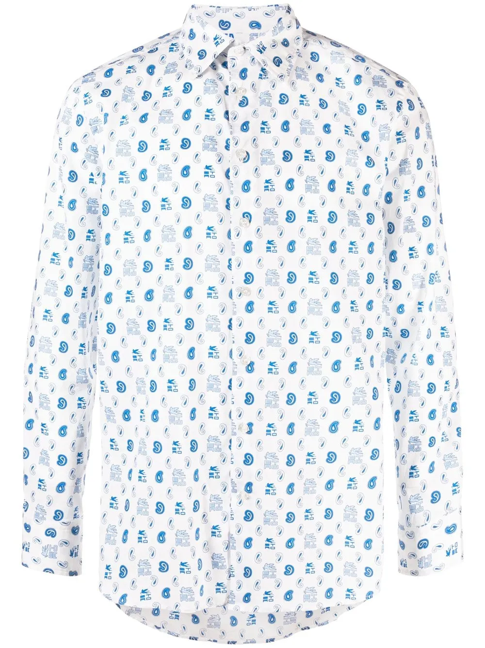 

ETRO camisa con botones y logo estampado - Blanco