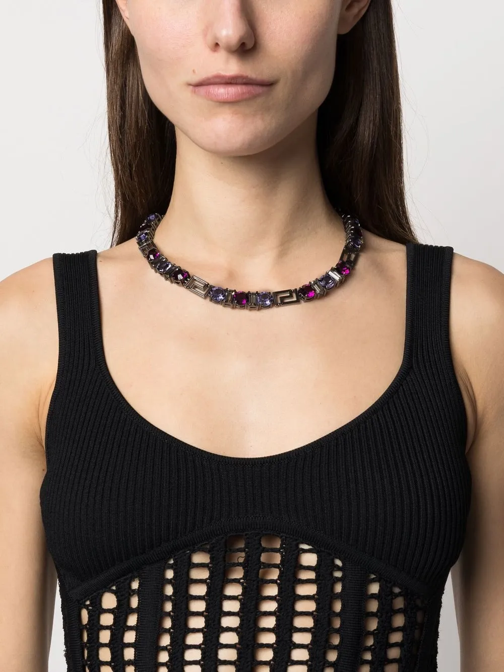 Versace Halsketting met Greca patroon - Grijs
