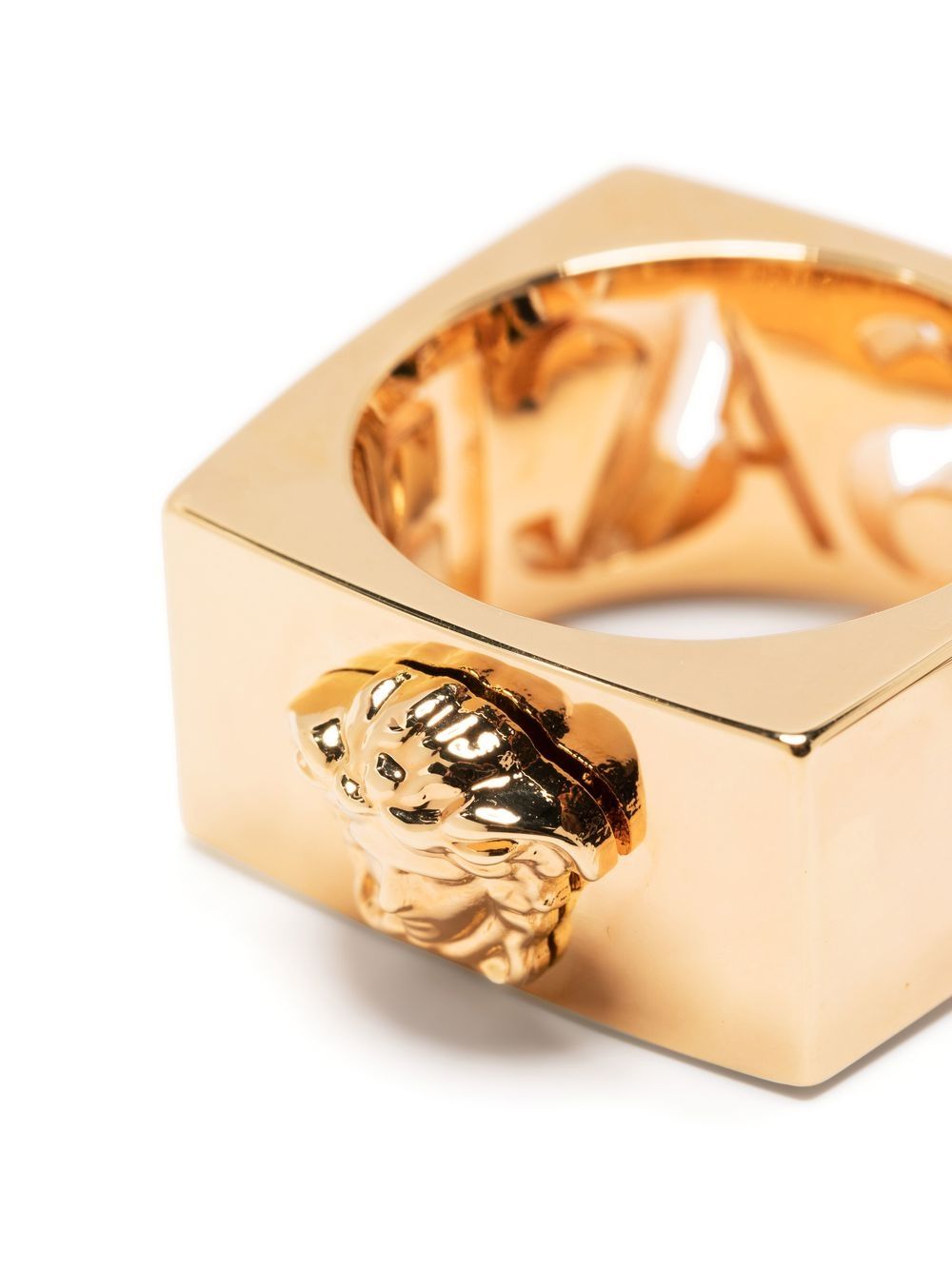 Shop Versace Medusa Logo Ring In Gold