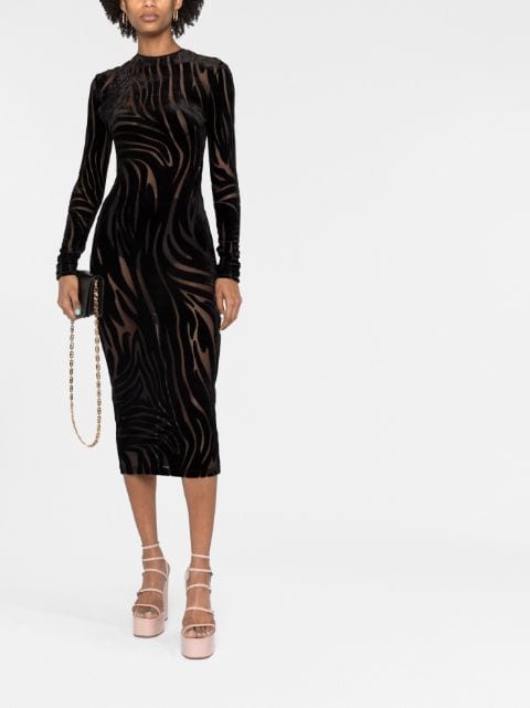 zebra-pattern midi dress