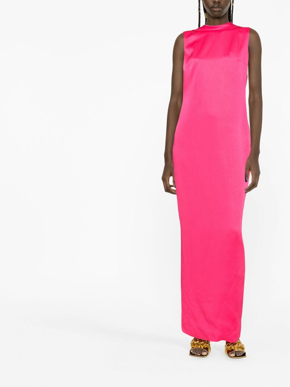 Shop Versace Cowl-back Gown In Pink