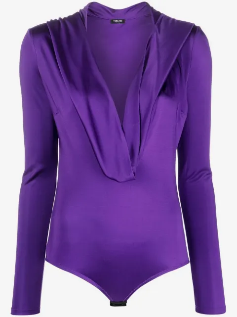 Versace hooded cowl-neck bodysuit