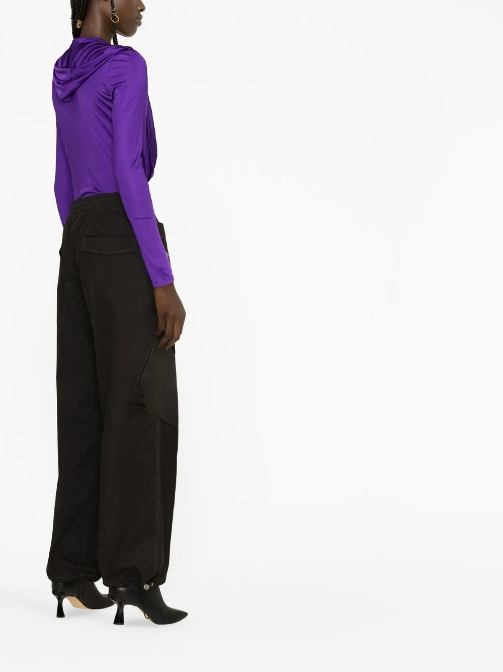  Versace Hooded Cowl-neck Bodysuit - Purple 