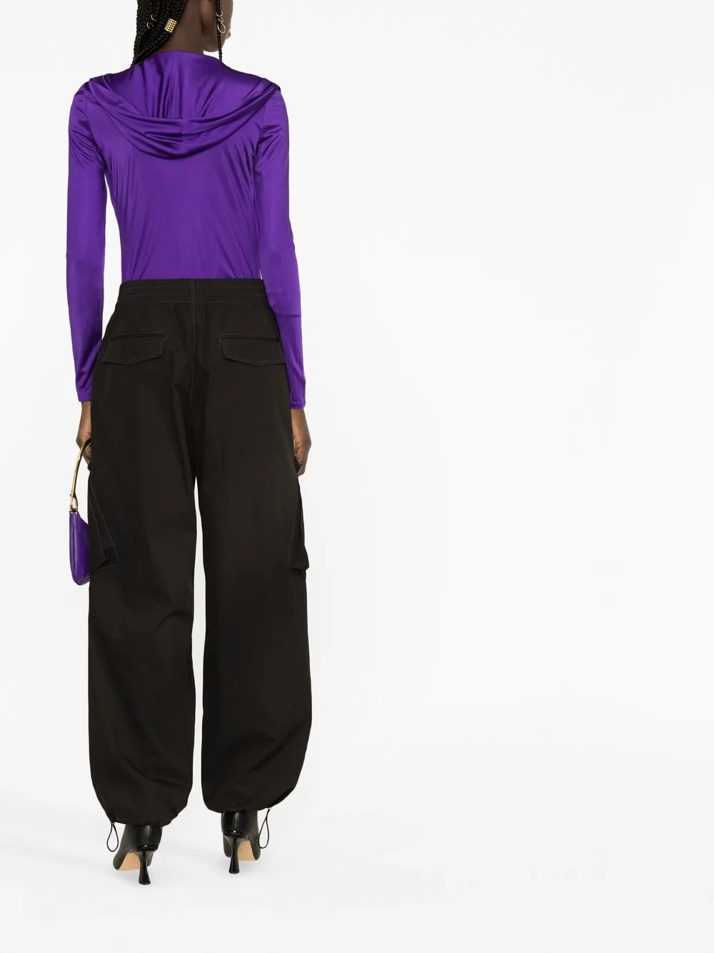 hooded cowl-neck bodysuit