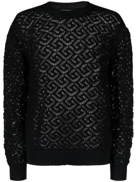 Versace crew-neck open-knit sweater