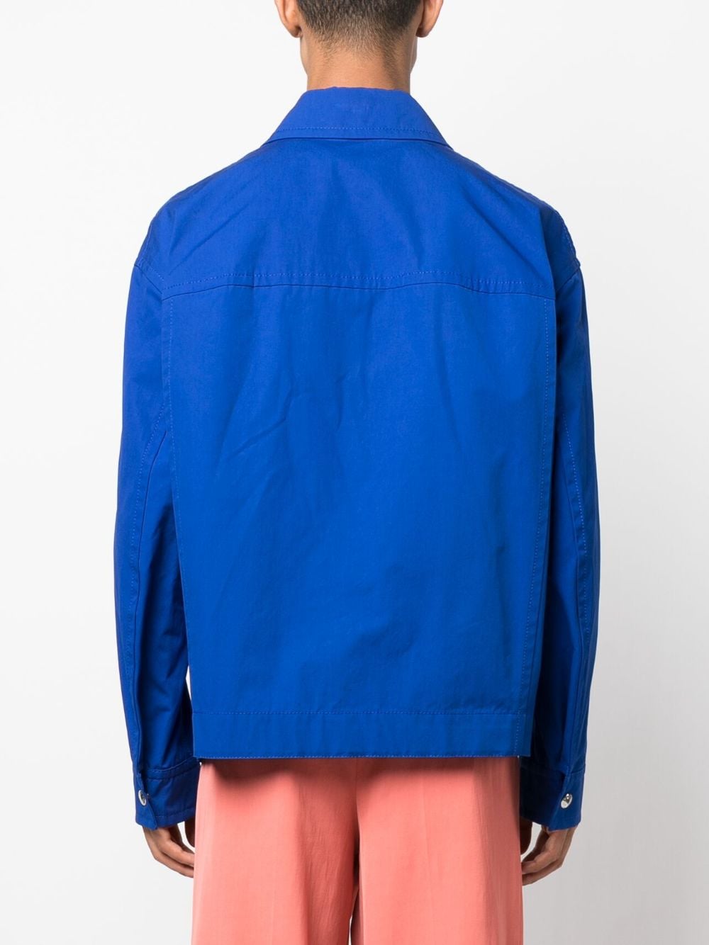 Shop Versace Zip-up Shirt Jacket In Blau