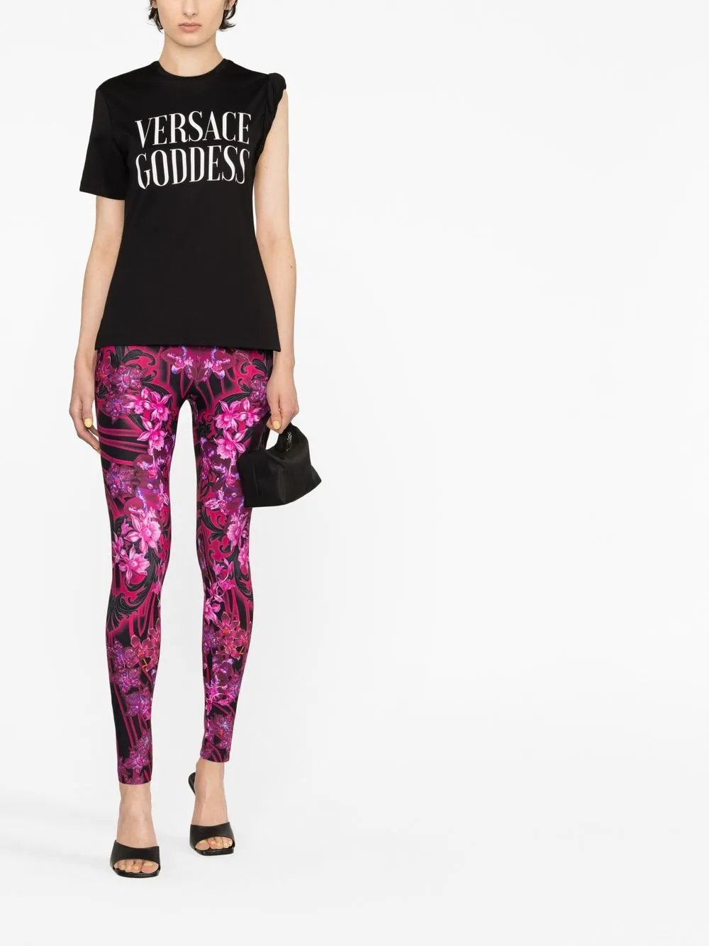 Versace Legging met bloemenprint - Zwart