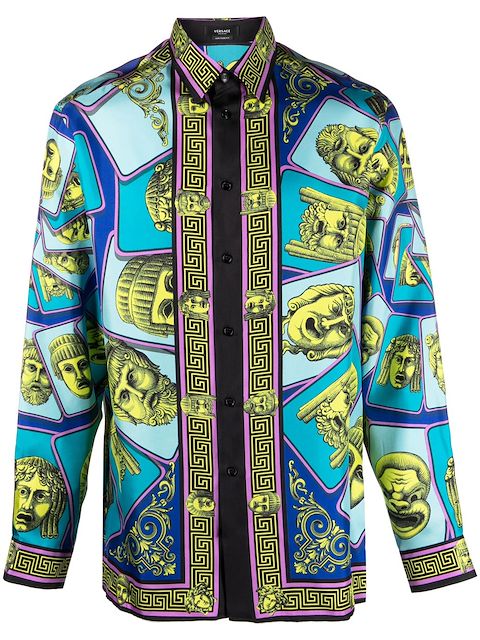 Versace Le Maschere silk shirt