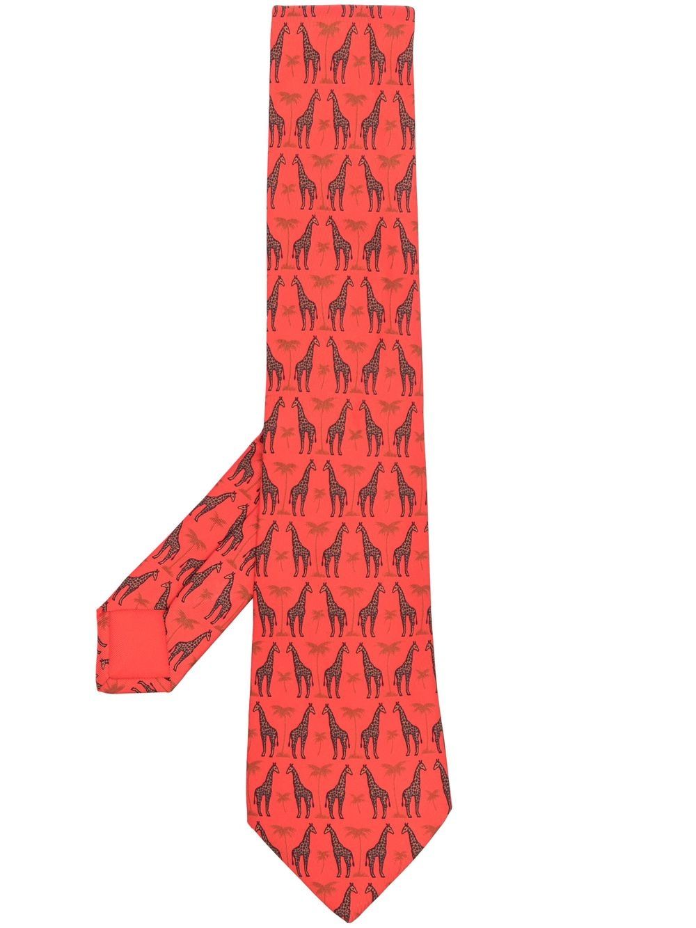 

Hermès corbata de seda con jirafas estampadas 2000 pre-owned - Rojo