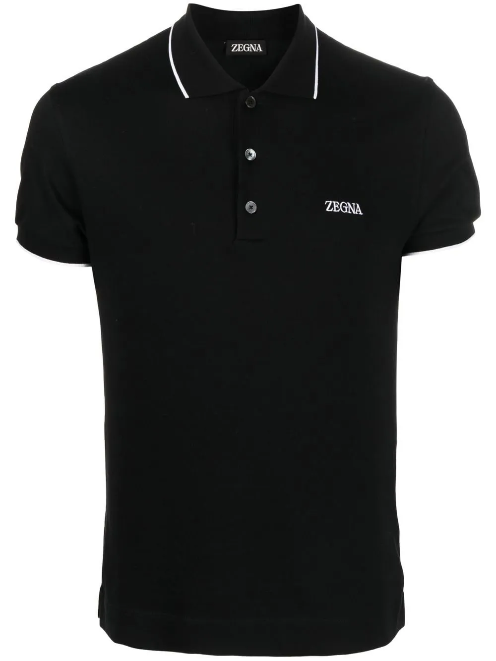 Zegna logo-embroidered tipped polo shirt