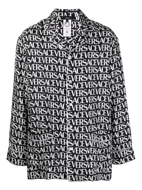 Versace chemise en soie à logo imprimé