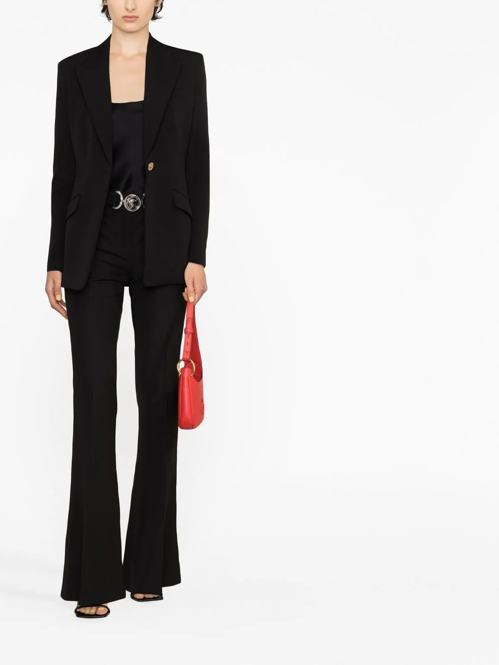 Image 2 of Versace silver medusa-plaque flared trousers