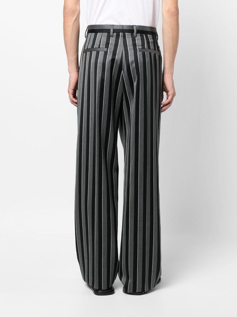 Shop Versace Vertical-stripe Tailored Trousers In Grey