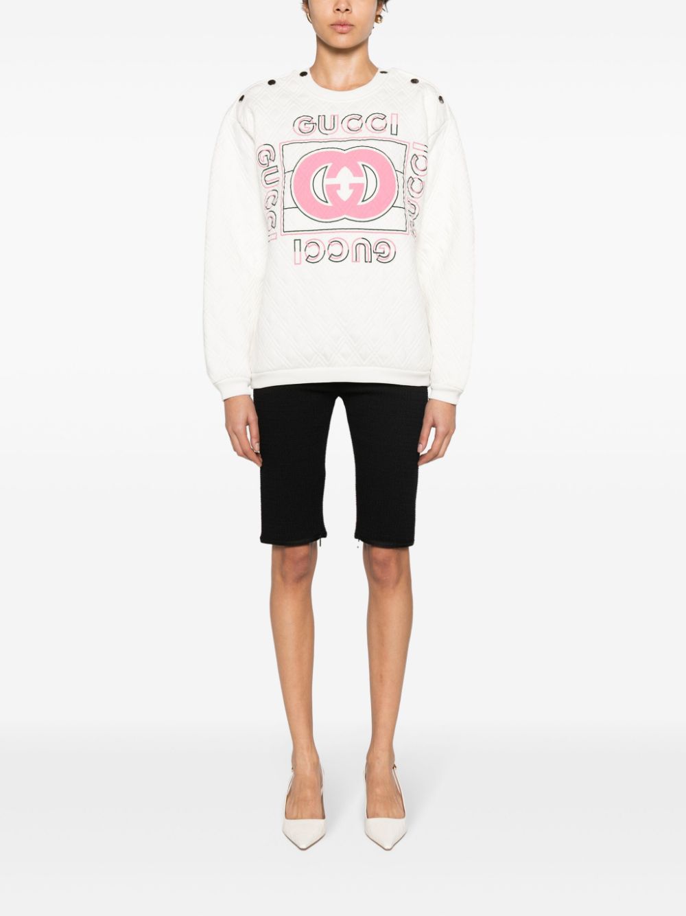 Gucci Interlocking G quilted sweatshirt - White