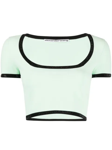 Alexander Wang contrasting-border cropped T-shirt