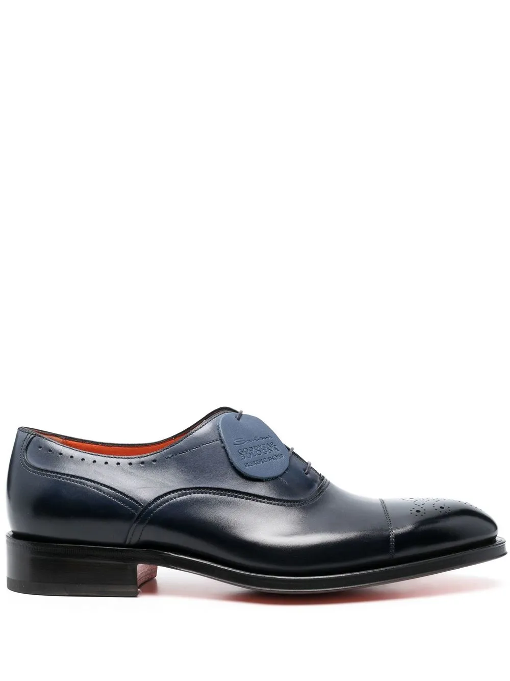 

Santoni panelled leather Oxford shoes - Blue