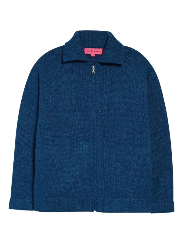 The Elder Statesman Zip-up Cardigan in Blue