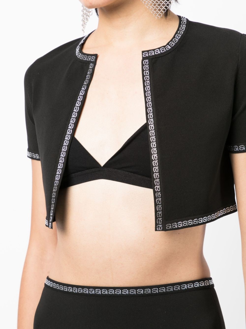 NWT ALEXANDER WANG Cropped Cardigan + Skirt logo trim embellished set $995