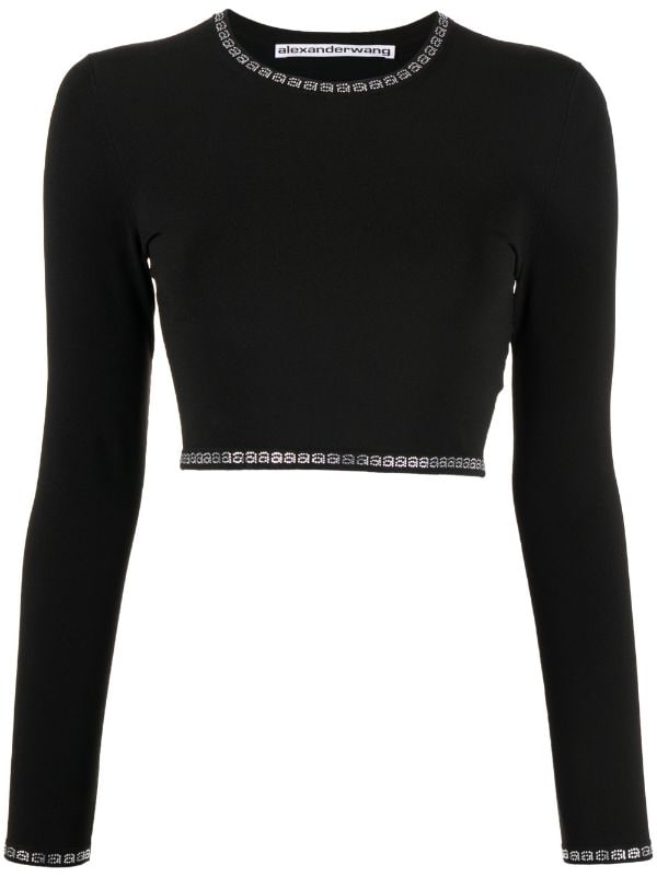 Black Cropped T-Shirt by alexanderwang.t on Sale