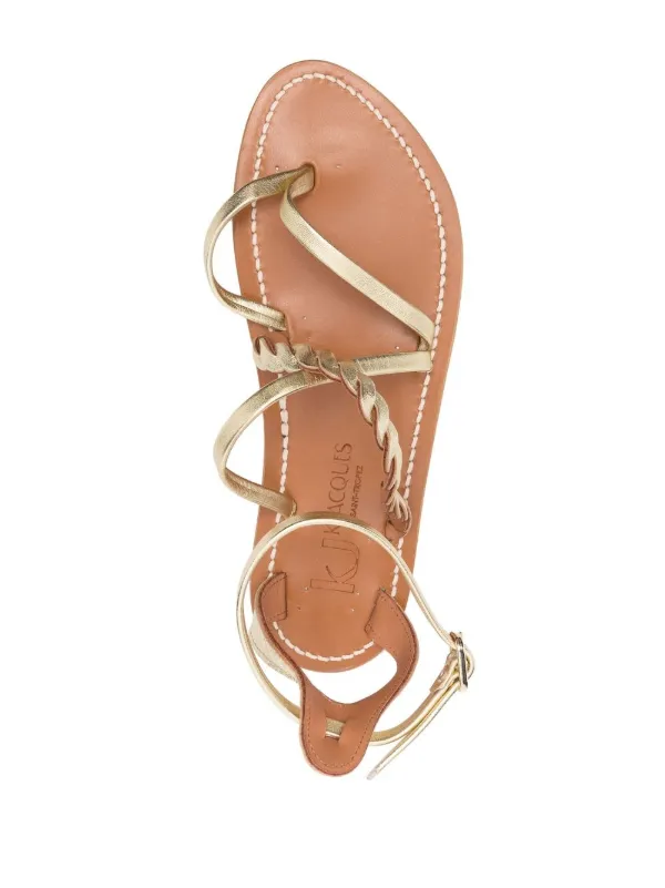 サンダル・ミュール KJACQUES SS23 SANDALS (MALOUINE F MIEL BG NBK KAKI) K. Jacques Malouine Metallic Strappy Sandals | Gold