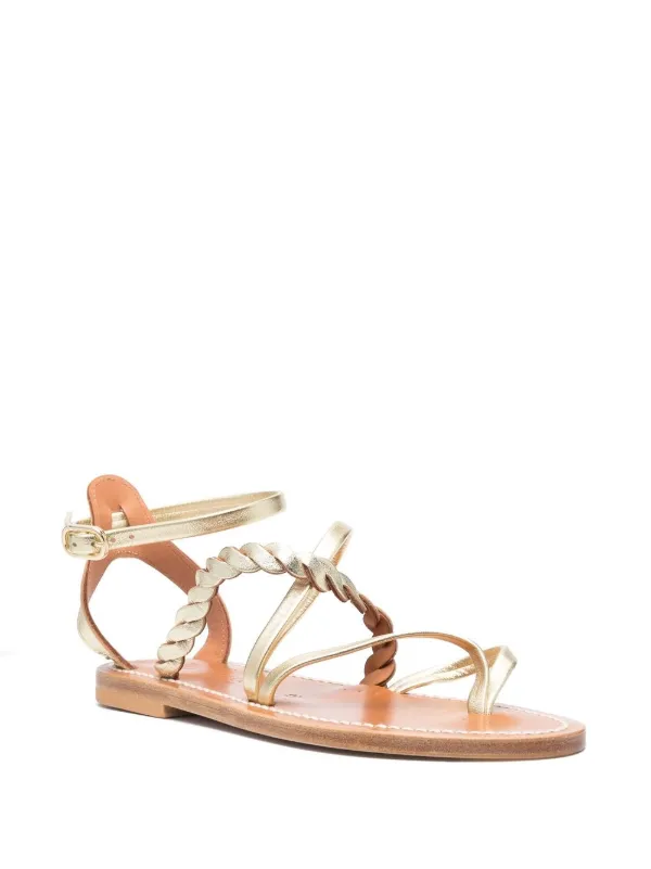 サンダル・ミュール KJACQUES SS23 SANDALS (MALOUINE F MIEL BG NBK KAKI) K. Jacques Malouine Metallic Strappy Sandals | Gold