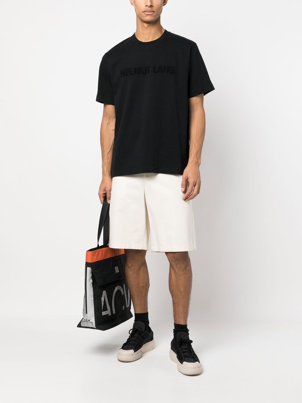 Helmut Lang T-shirt met gesmockt detail - Zwart